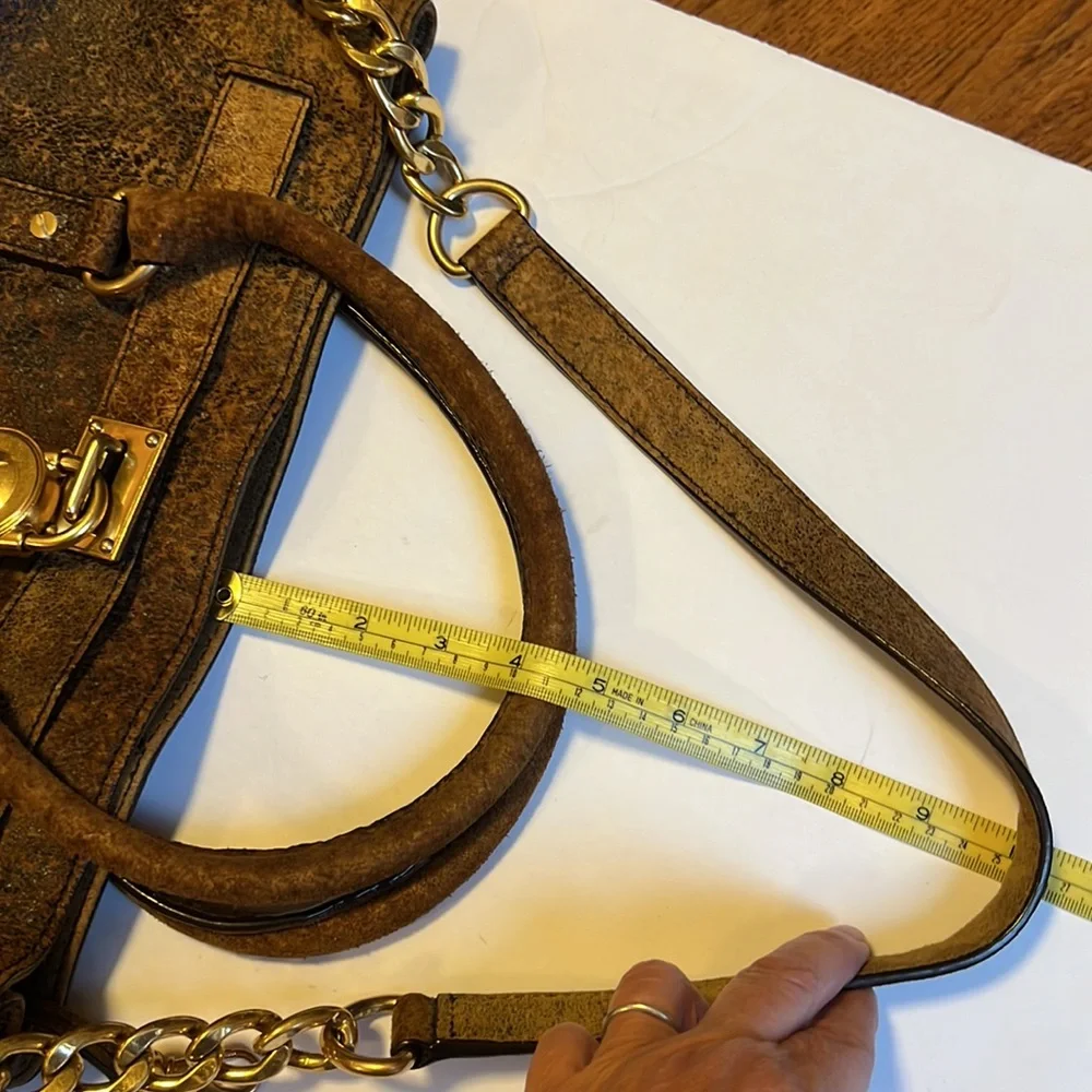 Michael Kors Hamilton sueded leather lock and key handbag